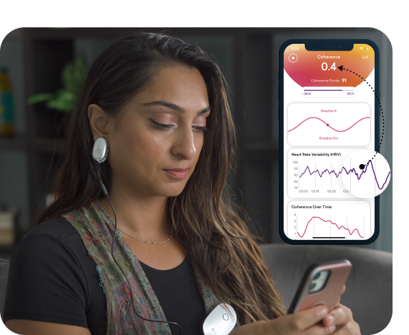 woman using sensor and app